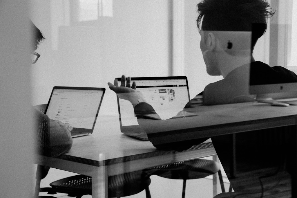 SaaS product team collaborating in a modern workplace